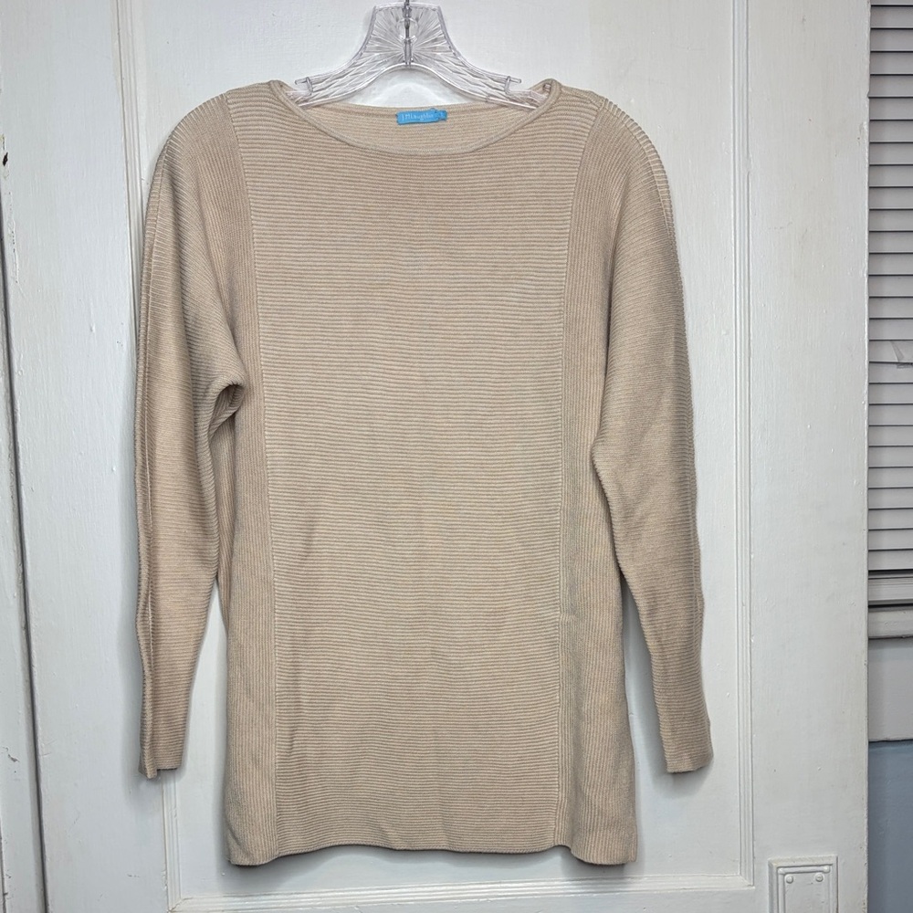 J McLaughlin Lynelle Sweater Cashmere Blend Ribbed Oatmeal Beige Neutral Sz S